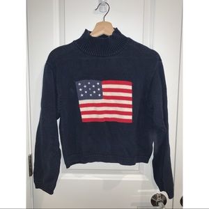 American Flag Cropped Sweater